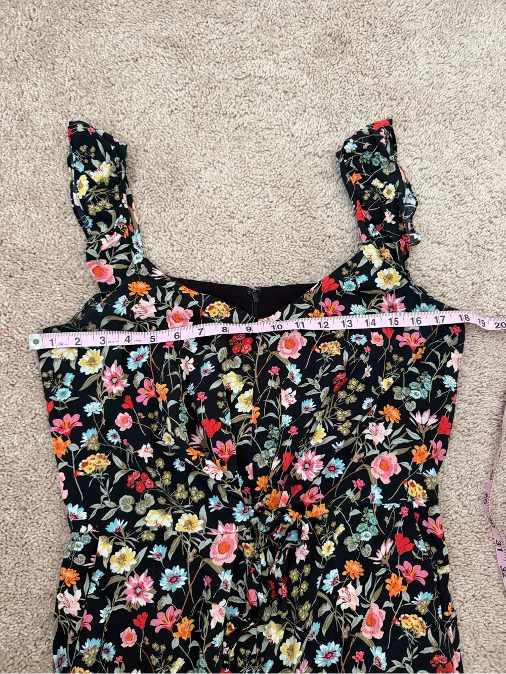 LOFT Black Multicolor Floral Wide-Leg Jumpsuit Size 8 Sleeveless Scoop Neck
